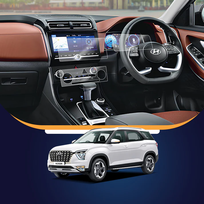 HYUNDAI ALCAZAR 2023 Facelift | 10.25 INCH & DIGITAL INSTRUMENT CLUSTER & AC PANEL | Display Protector(GLOSSY)