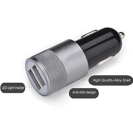 Fast Car Charger for all Car , Adapter Socket Dual USB Port Kit | Rapid Quick Metal Mobile Car Charger with Micro USB Fast Charging Cable (3.1 Amp, DC4, Multi) - Image 2