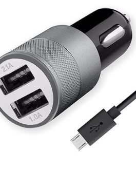 Fast Car Charger for all Car , Adapter Socket Dual USB Port Kit | Rapid Quick Metal Mobile Car Charger with Micro USB Fast Charging Cable (3.1 Amp, DC4, Multi)