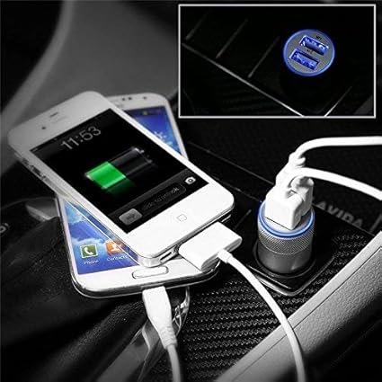 Fast Car Charger for all Car , Adapter Socket Dual USB Port Kit | Rapid Quick Metal Mobile Car Charger with Micro USB Fast Charging Cable (3.1 Amp, DC4, Multi) - Image 5
