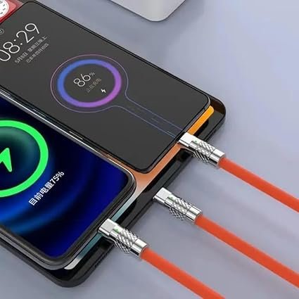 FAST CHARGING CABLES WITH 3 PORTS IN 1 PORTS MULTI PIN CHARGING CABLE TO CHARGE DEVICE WITH LIGHTENING,TYPE C, MICRO USB PORT-1.2 MTR PRISM GUARD - Image 2